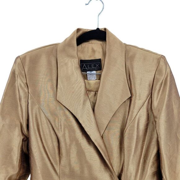 Vintage 80's Formal‎ Maxi Skirt Set 8P Gold Metallic Modest Mother of the Bride - Picture 6 of 16